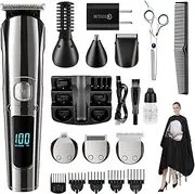 [USOR] Beard Trimmer for Men, 20 in-1 Electric Beard Razor Grooming Kit for Men, IPX7 Waterproof Hair Trimmer & Clippers, Mustache Face Nose Ear Body Shavers Barber, Tooth Scissors and Shawl Mens Gifts