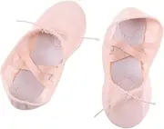 [ROMISBABA] Girl Canvas Sole Lightweight Shoes for Gymnastics and Yoga Incarnadine Comfortable Pre Attached Elastics