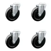 5 Inch Hard Rubber Wheel Swivel Bolt Hole Caster Set Service Caster Brand