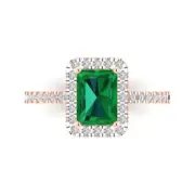 1.85ct Emerald Cut Emerald Promise Bridal Designer Engagement Ring 14k Rose Gold