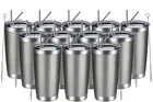 20Oz Tumbler 12 Pack Double Wall Vacuum Insulated Travel Mug Bulk, Stainless Ste