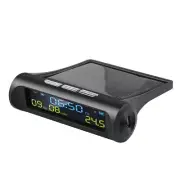 Car Solar Digital Clock with LCD Time Date In-Car Temperature Display for1192