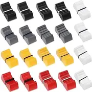 20 Pcs 24mmx11mmx10mm Console Mixer Slider Fader Knobs, Plastic for Guitar Console Volume Adjustment, Insert Shaft Replace Knob Markings (Grey Black Yellow Red White)