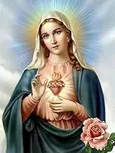 5D Diamond Painting Kits Religious Full Drill Round Beads Diamond Art Virgin Mary Goddess Gems Stone Cross Stitch DIY Diamond Painting by Number Kits Wall Decoration 12x16 Inch