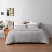 Dreamaker 225TC Cotton Washed Comforter Set Light Grey (Queen,King)