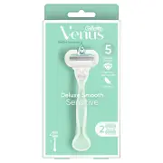Gillette Venus Deluxe Smooth Sensitive Women's Razor Handle with 2 Blade Refills