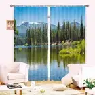 Snowy Mountains Forests 3D Blockout Photo Print Curtain Fabric Curtains Window