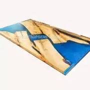 Blue Epoxy Resin Dining Table, Kitchen Slab Table Tops, Resin Table Tops Home De