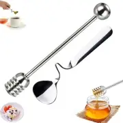 Stainless Steel Honey Dipper Spoon Set 2PCS Spiral Honey Tea Jam Stirring Spoons