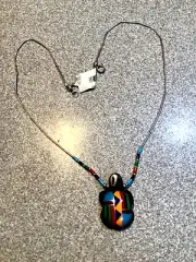 925 Liquid Silver Navajo Desert Tortoise Inlay Turtle Pendant