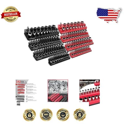 8-Piece Magnetic Socket Organizer Set – Holds 199 Sockets, SAE & Metric