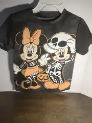 Disney Crew Neck T-shirt Child's Size 7/8 Halloween Mickey And Minnie Skeletons