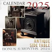 Antique Side Table Caledar 2025: 18 Monthly January To December 2025, Including a Bonus of 6 Months in 2024, Organize with a Large-Sized Note Sections in Each Month.