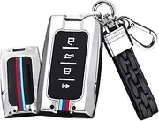 Zinc Alloy Key Fob Cover with Keychain Fit for Tank 300 500 Tank300 Tank500 4 Button Car Key Case Key Cover Silver