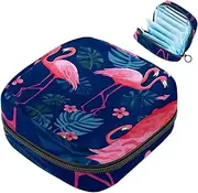 Period Bag,Sanitary Napkin Storage Bag,Flamingo Tropical Palm Leaf,Tampon Holder for Purse