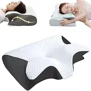 [Generic] Cleshy Ergonomic Pillow,Ergonomic Pillow Side Sleeper,Pillow for Neck Pain Relief,Pain Cervical Neck Pillow for Sleeping,Cooling Orthopedic Pillow,Contour Memory Foam Pillow (Black)