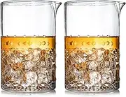 SOUJOY 2 Pack Cocktail Mixing Glass, 25oz Crystal Martini Stirring Glass, Seamless Bar Mixing Pitcher with Weighted Bottom for Bartenders