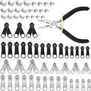 Glarks 85pcs Zipper Repair Kit - #3#5#8 Metal Sliders, U Shape Top Stops, Bottom Stoppers With Sharp-Nosed Pliers - Pull Replacement Zip Fixer Part