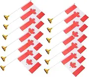HOMSFOU 12Pcs Canadian Flags Small Mini Desk Flags with Golden Base and Pole for Home Office Decorations for Festivals and Celebrations and Stylish Canadian Flag Design