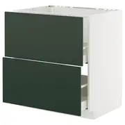METOD / MAXIMERA base cab f sink+2 fronts/2 drawers, white/Havstorp deep green, 80x60x80 cm