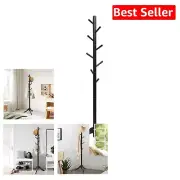 Durable Wooden Coat Hanger Stand with Adjustable Height and 8 Hooks for Any Room