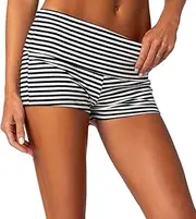 [Faretumiya] Women Y2k Fold Over Shorts Low Rise Stretchy Yoga Shorts Wide Waist Rollover Shorts Pj Bottoms