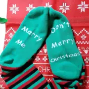 Merry Christmas Marry Me Socks w bag. NEW. WEDDING. Celebrate season & propose