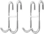 QWORK 2 Pack Shower Door Hooks, Towel Hanging Bath Towels Shower Hooks for Bathroom Glass Door 304 Stainless Steel