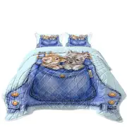 Kids Cute Animals Wolf Cubs Overall Coverlet