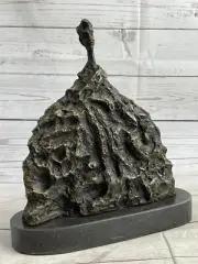 Scary Surrealist Spooky Bronze Bust Statue Disembodied Head Abstract Art Marble