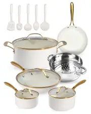 Gotham Steel 15pc Ultra Nonstick Ceramic Cookware Set with Utensils
