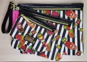 Betsey Johnson Russian Nesting Doll Matryoshka 3 pc Bag Set Clutch Stripe Rose