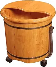 Foot Soaking Bath Basin,Large SizeWooden Foot Bath Barrel，for Home Use Deep Soak ImproveSleep Foot Bath Massager Delivers Relief for Tired Muscles Beauty Sauna（Gravity Inline，Universal Wheel）