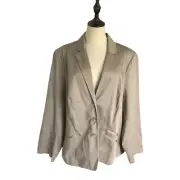 Autograph Beige Jacket Plus Size 22 Cotton Blazer Work Wear Smart Casual Minimal