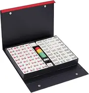 Lehom Large 36MM Chinese Mahjong Set - 144 Numbered Tiles With English Characters, Portable Board Game in Case - Mah Jongg, Majiang, 麻將