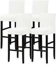 Lellen Reusable Pub Counter Stool Chair Covers Slipcover Stretch Removable Washable Dining Room Chair Covers Set of 4 (Ivory)