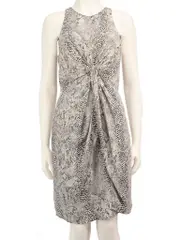 Silk Animal Print Knot Detail Dress