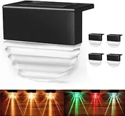 EZONEDEAL Solar Deck Lights, 4 Pack Solar Step Lights Waterproof, Solar Fence Lights for Patio, Stair, Yard, Pathways, Decking Railings, Terraces Deck Fence Garden Decorations Walls, Warm White, RGB