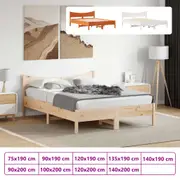 Bed Frame Slatted Pallet Mattress Base Bedroom Furniture Solid Wood Pine vidaXL