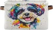 Puppy Maltipoo Dog Watercolor Closet Organizer Baskets, Decorative Collapsible Storage Containers for Home