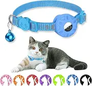 AlxMuNao Airtag GPS Cat Collar Collar Pet Safety Collar Sturdy and Durable and Added Light Reflective Design Anti-Loss Collar Adjustable with Bell Note: This Product Does not Include AirTag. (Blue)