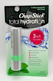 NEW ChapStick Total Hydration Cooling Peppermint Non-Tinted Lip Balm Care .12oz