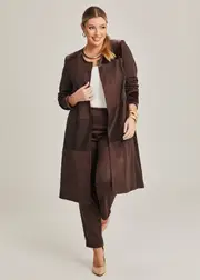 [Taking Shape] Taking Shape Mix It Up Media Coat Size 14 in Truffle - Plus Size Women's Clothing Truffle