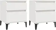Nightstand Set of 2, End Table Set of 2, Sofa Side Table Accent Table with 2 Drawers, Bedside Table Accent Storage Cabinet for Bedroom Living Room, White 40x35x50 cm