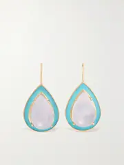 [Alison Lou] Alison Lou - Cocktail 14-karat Gold, Enamel And Chalcedony Earrings - One size One size Gold