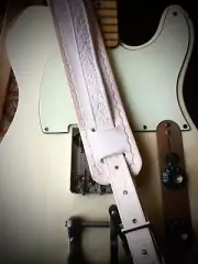 Vintage Style Distressed/Road Worn Western Style Leather Guitar Strap-White