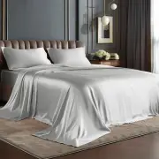 Satin Sheets Twin Size Bed Set, Luxury Soft Grey Silky Sheets for Hair and Skin,