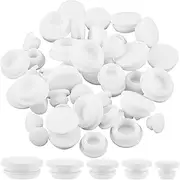 GORGECRAFT 50Pcs 5 Sizes Silicone Hole Plug White Rubber Tapered Round Waterproof Button Tube End Cover Soft Flexible Reusable Stopper Plugs Fit for Furniture Bottle Pipes 0.1-0.4 Inch Inner Diameter