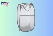 Larpur Mesh Laundry Basket - Collapsible Grey Hamper for Home, Travel