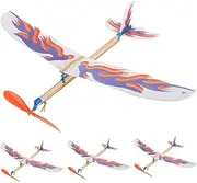 Abaodam 4pcs Flying Glider Plane: Model Toy Rubberband Airplane Kits Windup Flying Copter Toys for Kids Party Favors Boys and Girls Creative